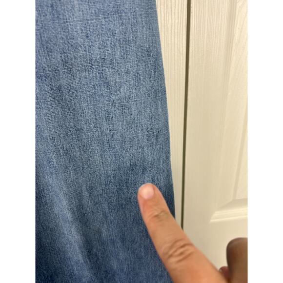 Faded Glory Denim Jean Midi Skirt 14 Blue Straight Modest Boho Cottage (Spots) - Picture 6 of 7